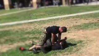 Marine Tackles High School Students During Brawl