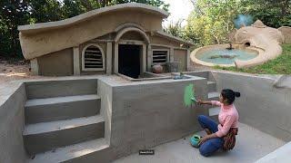 Full Video Cute Lady Building Grass Roof Mud House With Living Room Swimming Pool And Elephant House