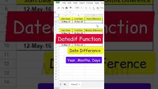 Datedif function in excel