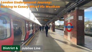 London Underground Journey: Barking to Canary Wharf via West Ham.