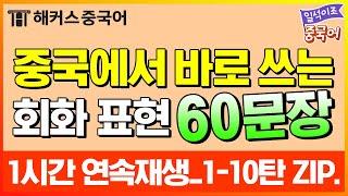 [중국어회화] 중국인이 가장 많이 쓰는 생활 회화 60문장 연속재생ㅣ일석이조 중국어 1-10탄 zip. 생활중국어 중국어배우기 중국어공부 해커스중국어 김선영