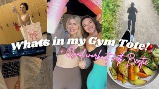 REALISTIC gym bag essentials + Nate’s exciting announcement & quad workout with the bestie !!!