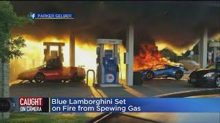 $400K Lamborghini Destroyed By Fire After Van Pulls Off Gas Pump