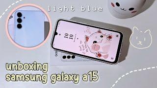 samsung galaxy A15 4g aesthetic unboxing  light blue  accessories & set up