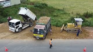 Best Small Working!! 5T Dump Trucks Loading Rock Filling Land With Small Dozer