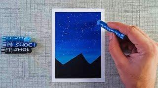 Moonlight Drawing || Oil pastel drawing for beginners | menggambar