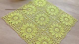 SIMPLE and VERY BEAUTIFUL  Crochet Square Motif Tablecloth Runner Pattern