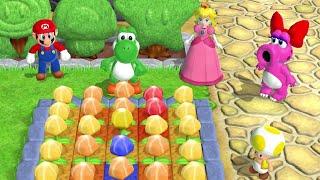 Mario Party 9 - Garden Battle - Yoshi vs Peach vs Mario vs Birdo