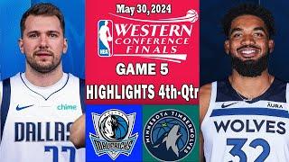 Dallas Mavericks vs Minnesota Timberwolves Game 5 Highlights 4th-Qtr | May 30, 2024 | NBA Playoffs