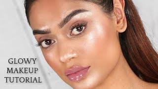 Easy glowy & glossy skin makeup tutorial | Sabrina Anijs