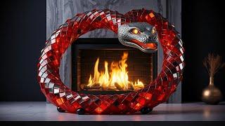 Cinematic Red Serpent Fireplace with Eternal Flame Interior Related