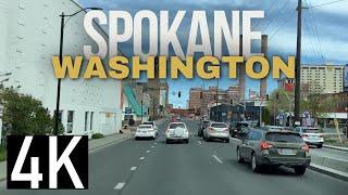 Road Tour of Spokane, Washington in 4K - Driving in Downtown Spokane WA - Spokane Road Trip