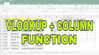 VLOOKUP with COLUMN Function in Excel