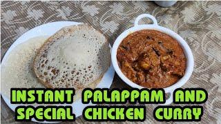 WHEAT APPAM AND TASTY CHICKEN CURRY RECIPE | പാലപ്പവും ചിക്കൻ കറിയും | Devs cooking world