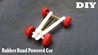 Rubber Band Powered Car 2 Stick 1 toothpicks 4 Bottle Caps