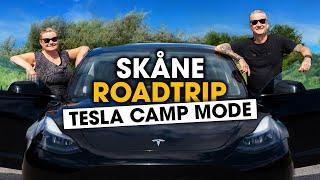 Vi drar till Skåne! Sover i bilen tre nätter: Tesla Camp Mode