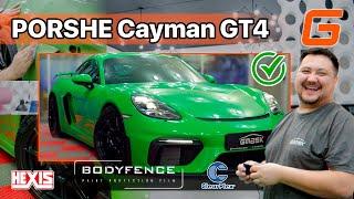 Полная защита Porsche Cayman GT4 2022 от гравия с помощью антигравийной пленки Hexis Bodyfence X