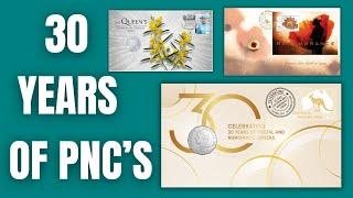 30 Years of Postal Numismatic Covers (PNC) Coins and Stamps