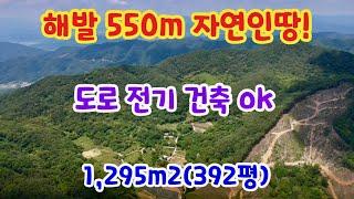 [159] 거창땅 거창토지 해발 550m 자연인땅 도로 전기 건축 OK 1,295m2(392평)