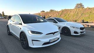 Tesla Model X P100D vs BMW X6 M50D 500hp+ BMW 540, BMW M850i