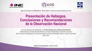 Presentación de Hallazgos, Conclusiones y Recomendaciones de la Observación Nacional