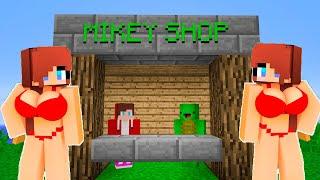 JJ AND MIKEY BUILD SHOPS WITH GIRLS IN MINECRAFT MAIZEN FUNNY STORY!