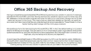 What is Office 365 Backup And Recovery | Samidul Tech