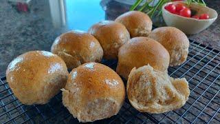 100%纯全麦面包 超级柔软 无糖免揉 麦香醇厚 100% whole wheat dinner rolls,no sugar, no knead, super fluffy.