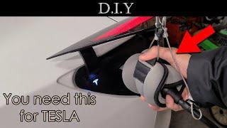 How to make EV charging cable retractor and install extension cord for Tesla mobile charger?
