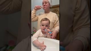 HOW TO BRUSH YOUR BABY'S TEETH 🩷 #children #baby #development #kids #motherhood #family #everyday...
