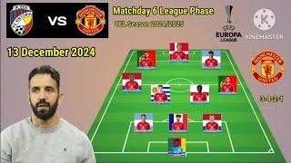 Victoria Plzen vs Manchester United Line Up 4-3-3 Formations With Martinez Matchday 6 UCL 2024/2025