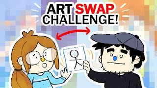 Drawing with a Color Blind BF, but we keep Swapping Art! (ART SWAP CHALLENGE)