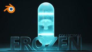 Frozen ice capsule NFT collection template for Blender 3D