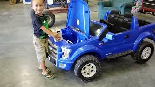 Kruz Fixing The Power Wheel Ride On Ford F-150 (Changing The Battery)