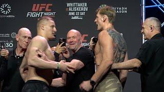 Sergei Pavlovich & Alexander Volkov ARGUE during Face off for UFC Saudi Arabia