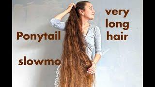 High ponytail on very long hair | Knee-length hair