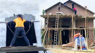 The Girl's Skillful Wall Plastering Technique to Complete the 60 Thousand Dollar House | Hong Quan