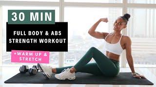 32 minute Full Body & Abs Strength HIIT Workout with weights 