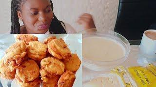 Nigerian breakfast/akara, bread and akamu Mukbang