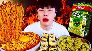 SUB)한국에서 제일 매운라면 불마왕 라면 먹방 (ft. 첵스파맛)  THE SPICIEST NOODLES IN KOREA MUKBANG