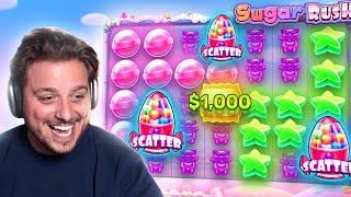 THIS SUGAR RUSH RETRIGGER HIT MASSIVE MULTIS! ($1000 BONUS!)