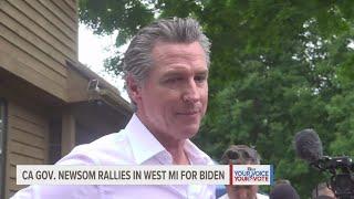 California Gov. Gavin Newsom rallies in West Michigan for Biden