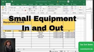 Small equipment in and out with barcodes in Excel