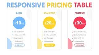 Responsive Pricing Table Using Pure HTML And CSS Only