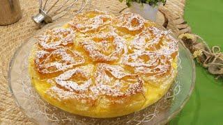 Tarta griega con masa filo | Tarta flor | Ruffled Milk Pie | Tarta de natillas y masa o pasta filo