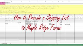 How to Provide a Shipping List to Maple Ridge Farms