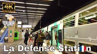 【4K】Paris SuburbTrain Station》La Défense Gare,Metro,RER, Transilien,SNCF and Île-de-France tramway