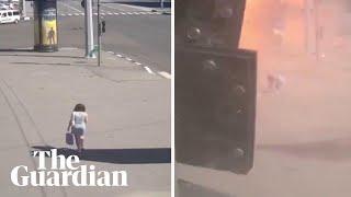 CCTV footage shows moment Russian strike hits street in Kharkiv