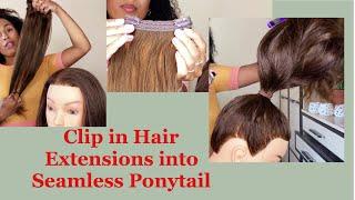 Clip in Hair Extention set into a Ponytail/ No pony piece needed