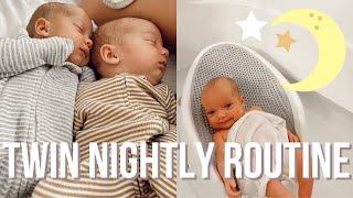 NIGHT TIME WITH 7 WEEK TWINS ROUTINE | NEWBORN SLEEP SCHEDULE | heather fern